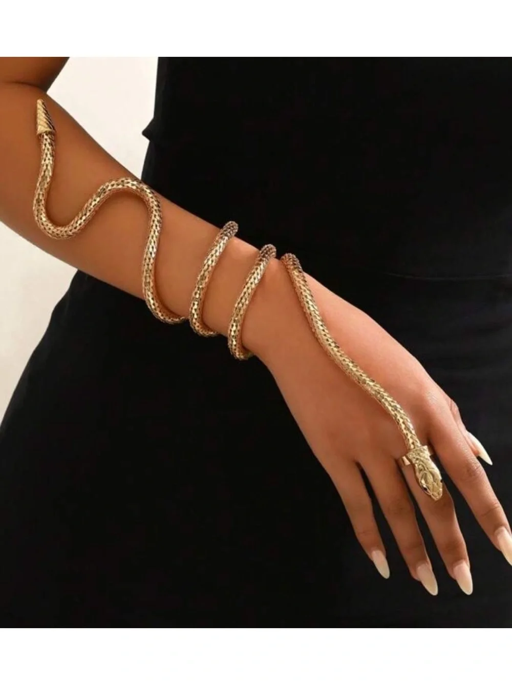 Gold Snake Wrap Arm Cuff and Ring Set
